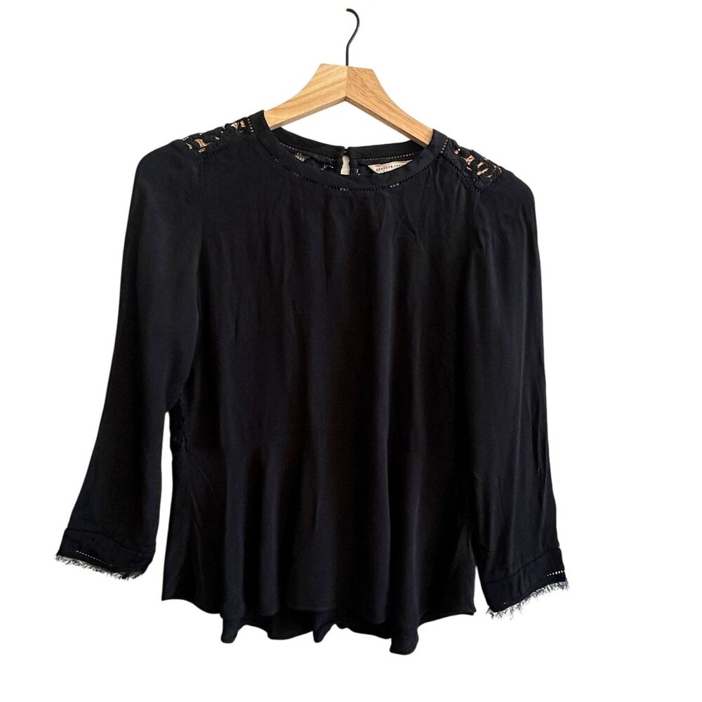 Rebecca Taylor Lace Back Black Blouse, Size 2